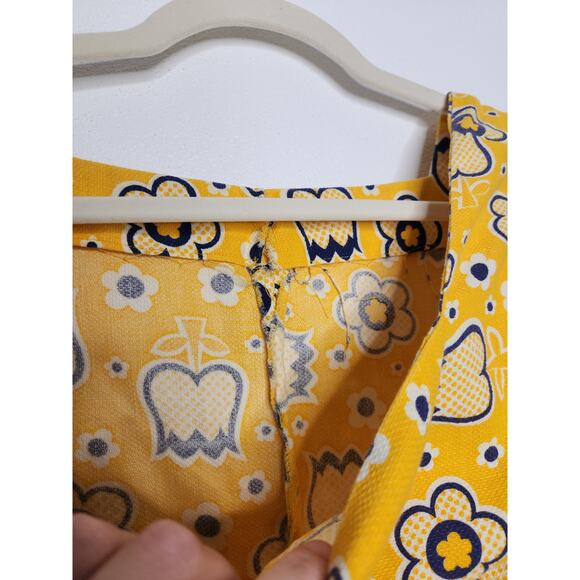 Vintage 60s 70s Handmade Tulip Flower Tunic Boxy Dress Fairy Hippie Groovy - Picture 5 of 7